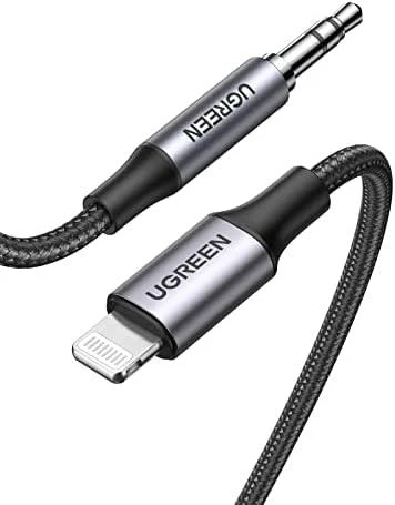 Ugreen kabelis AUX MFI Lightning garso laidas - 3,5 mm mini lizdas, 1 m pilkas (70509)
