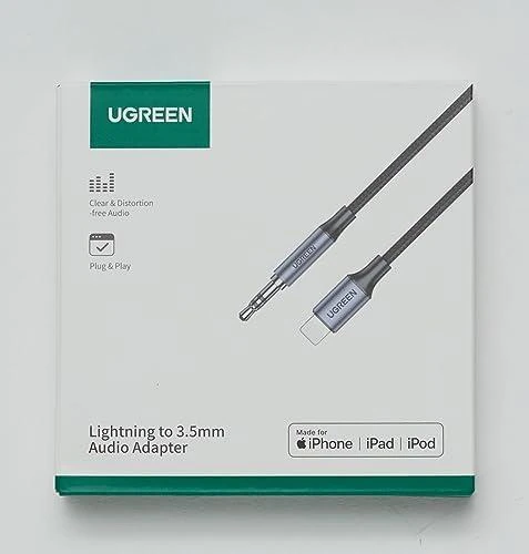 Ugreen kabelis AUX MFI Lightning garso laidas - 3,5 mm mini lizdas, 1 m pilkas (70509)