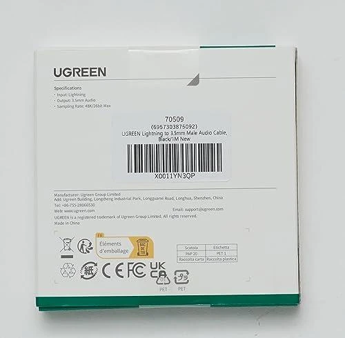 Ugreen kabelis AUX MFI Lightning garso laidas - 3,5 mm mini lizdas, 1 m pilkas (70509)
