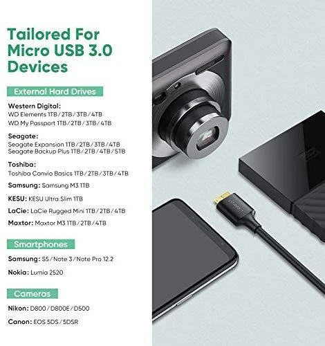 Kabelis UGREEN US130 USB 3.0 - micro USB 3.0, 1m