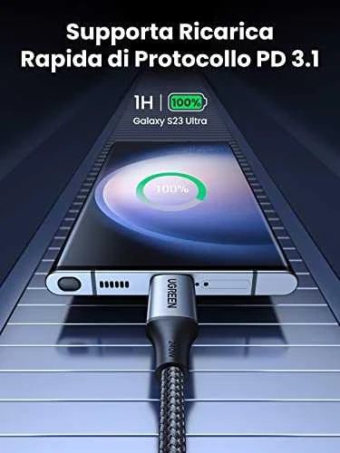 Laidas USB-C į USB-C UGREEN 15311, 1m (pilkas)
