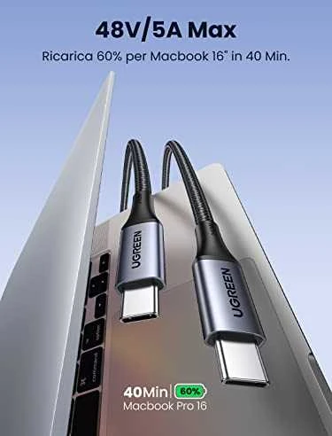 Laidas USB-C į USB-C UGREEN 15311, 1m (pilkas)
