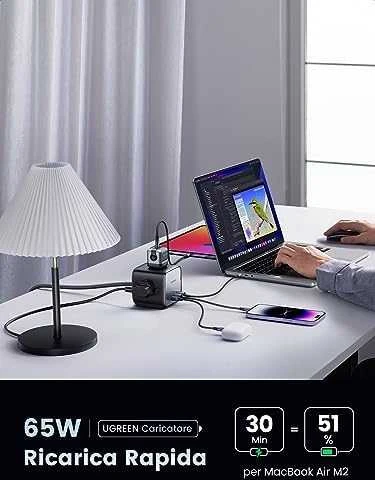 Pakrovėjas UGREEN CD268, 65 W, 1.8 m/ kubas EU  (juodas)