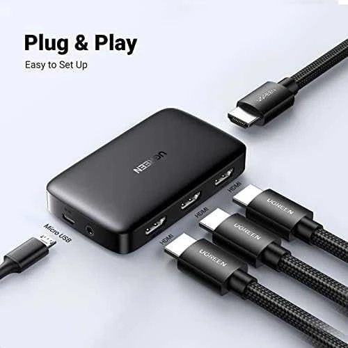 UGREEN šakotuvas CM332 3in1 HDMI 1.4 4K 30 Hz - Juodas