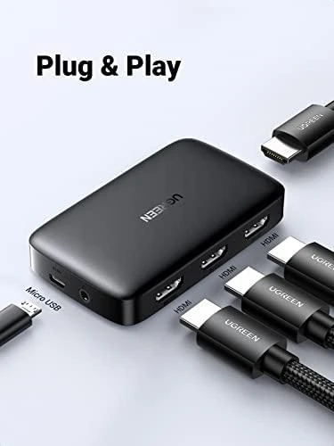 UGREEN šakotuvas CM332 3in1 HDMI 1.4 4K 30 Hz - Juodas