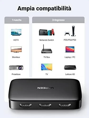UGREEN šakotuvas CM332 3in1 HDMI 1.4 4K 30 Hz - Juodas