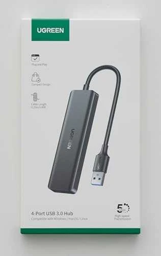 HUB Ugreen CM219 25851 su 4 USB-A 3.0 jungtys and USB-A 3.0 kabelis 15cm - juodos spalvos