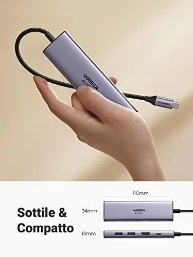 UGREEN CM511 5-in-1 adapteris šakotuvas USB-C – 3x USB3.0 HDMI TF/SD