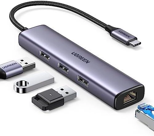 UGREEN CM475 USB-C šakotuvas su USB ir RJ45 jungtimis