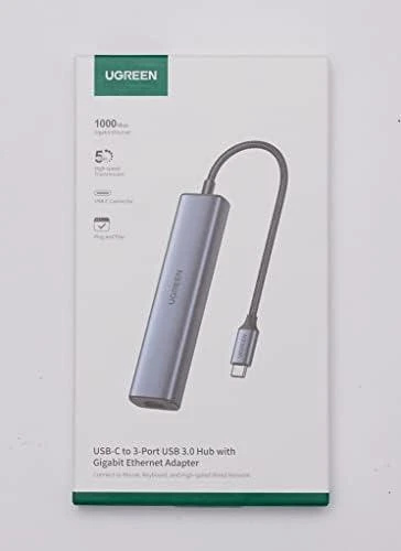 UGREEN CM475 adapteris USB-C šakotuvas prie 3x USB 3.0, RJ45, USB-C PD (pilkas)