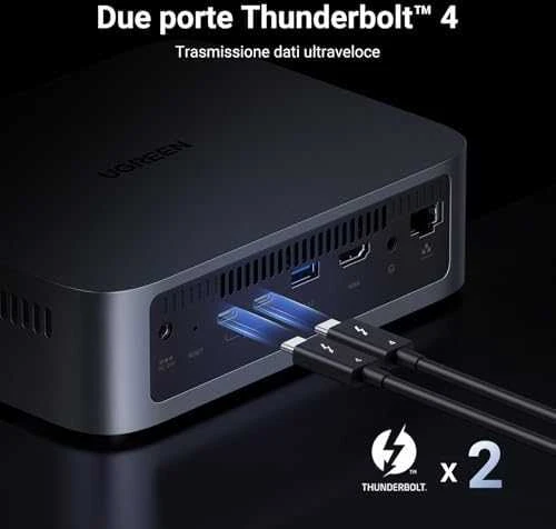 Serveris Serwer plików Ugreen NASync DXP480T Plus 4-dyskowy Intel i5-1235U 8GB DDR5 10GbE 8K HDMI Wi-Fi 6 Pilka (25892B)