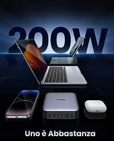 UGREEN 2USB-A+4USB-C 200W Desktop greitasis įkroviklis, pilkas