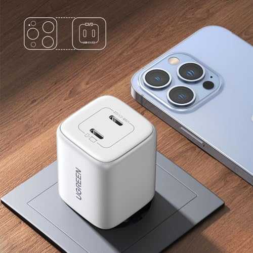 GaN 2 x USB-C 45W QC PD Ugreen CD294 greitasis įkroviklis - baltas