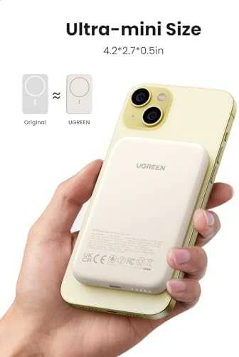 LiPo išorinis akumuliatorius (Powerbank) 5000mAh 15W bevielis QI 7.5W, su magnetu Magsafe PB560 UGREEN