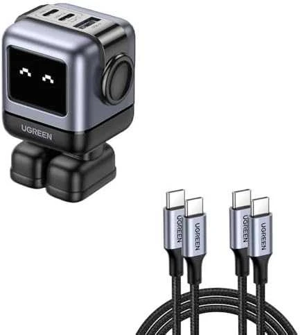 Įkroviklis Ugreen Nexode RG (Robot GaN), 65 W, Juodos spalvos