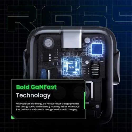 Įkroviklis Ugreen Nexode RG (Robot GaN), 65 W, Juodos spalvos