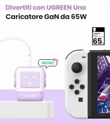 Įkroviklis Ugreen Nexode RG 65W GaN, 2 x USB-C + USB-A, violetinės spalvos