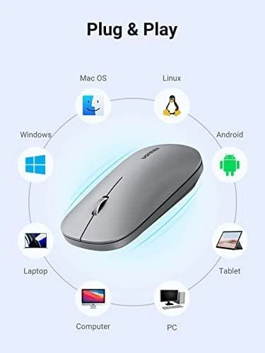 Ugreen Inphic PM1 Silent 2.4G belaidė pelė (pilka)