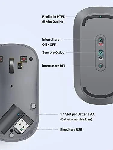 Ugreen Inphic PM1 Silent 2.4G belaidė pelė (pilka)