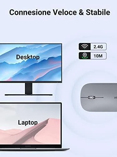 Ugreen Inphic PM1 Silent 2.4G belaidė pelė (pilka)