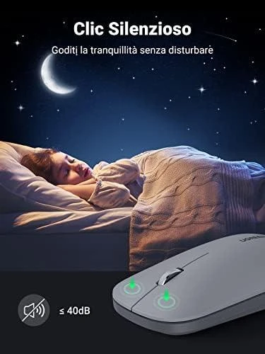 Ugreen Inphic PM1 Silent 2.4G belaidė pelė (pilka)