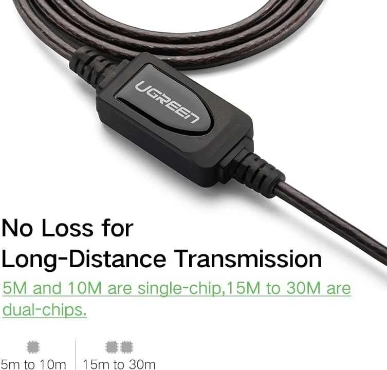 UGREEN US121 USB 2.0 prailginimo laidas Active 5m - Juodas
