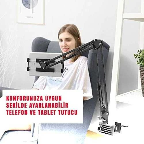 Ugreen LP142 universalus laikiklis su sulankstoma ilga ranka Juodas