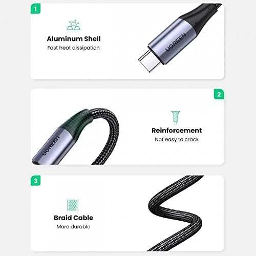 Kabelis UGREEN US355 USB-C į USB-C 3.1 Gen.2, PD, 5A, 100W, 4K, 10Gbps, 1m