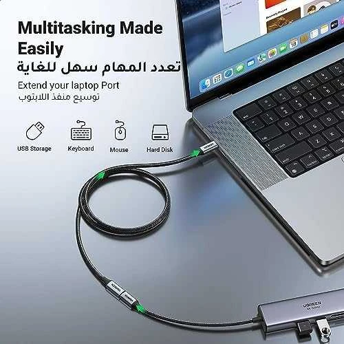 Kabelio nikeliavimas UGREEN US372 USB Type C 3.1 Gen2 nuo vyriškos iki moteriškos 1 m (juodas)