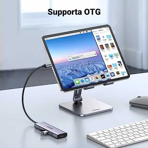 Adapteris Ugreen CM511 USB-C to HDMI 1.4 + 3xUSB-A + USB-C PD100W pilkas