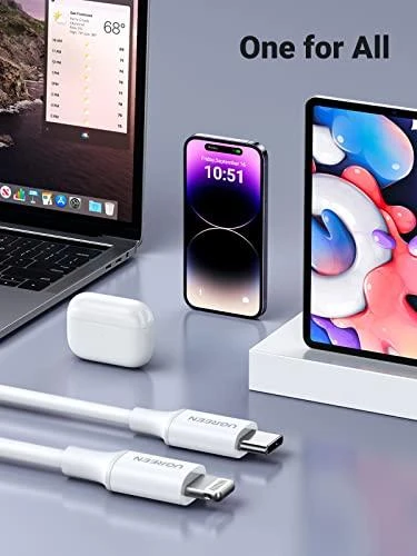 USB laidas Ugreen US171 MFi USB-C iki Lightning 3A 1.0m baltas