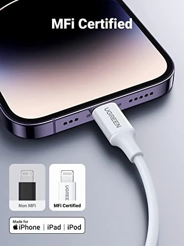 USB laidas Ugreen US171 MFi USB-C iki Lightning 3A 1.0m baltas