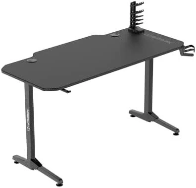 Žaidimų stalas Ultradesk Frag Gaming Desk, Juodas su juodu kilimėliu