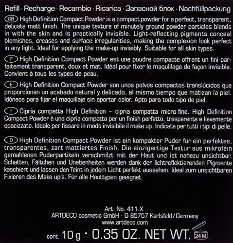 „Artdeco High Definition“ kompaktinės pudros papildymas, 6 švelni gelsvai ruda, 10 g