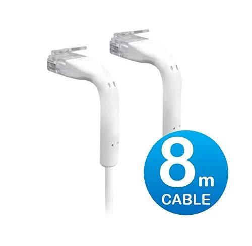 UBIQUITI ULTRA-PLONAS PATCH CABLE SU LENKAMAIS BAUTINAIS, SUKURTAS MONTAVIMO LANKSTUMUI / Baltas / 8 M