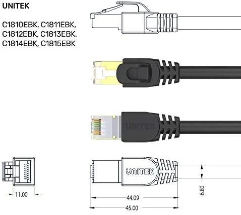 UNITEK Kat. 7 SSTP 8P8C RJ45 eterneto kabelis – 10 m C1813EBK