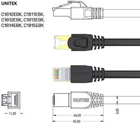 UNITEK Kat. 7 SSTP 8P8C RJ45 eterneto kabelis – 20 m C1815EBK