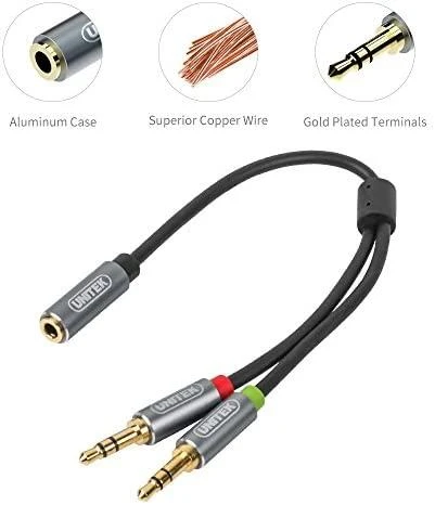 UNITEK Y-C957ABK Unitek Cable miniJack 3,5mm (F) - 2x 3,5mm (M) Y-C957ABK
