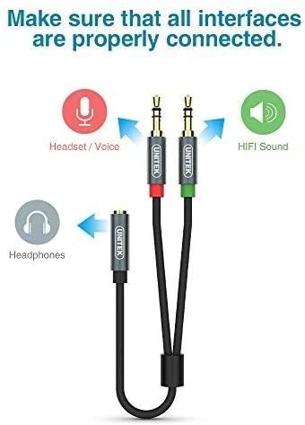 UNITEK Y-C957ABK Unitek Cable miniJack 3,5mm (F) - 2x 3,5mm (M) Y-C957ABK