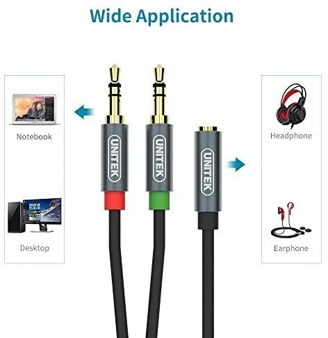 UNITEK Y-C957ABK Unitek Cable miniJack 3,5mm (F) - 2x 3,5mm (M) Y-C957ABK