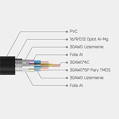 UNITEK C138w kabelis HDMI 2.1 8K 4K120Hz UHD 3m