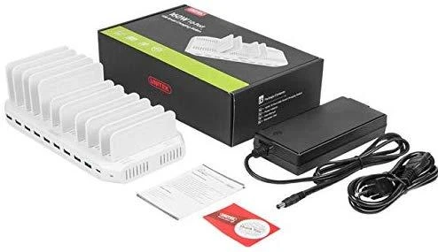 UNITEK Y-2190 įkrovimo stotelė 8x USB 2.4A 160W 2x QC3.0 USB-C Y-2190