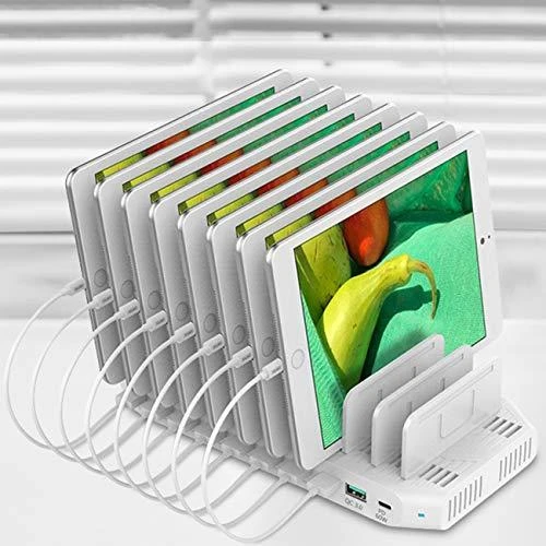 UNITEK Y-2190 įkrovimo stotelė 8x USB 2.4A 160W 2x QC3.0 USB-C Y-2190