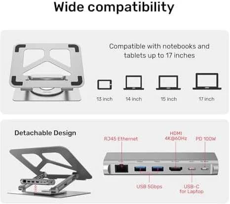 UNITEK D1109A laptop stand Pilkas 43.2 cm (17")
