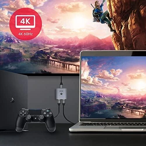 UNITEK V1127A Aliuminio HDMI 2.0 4K jungiklis 2-to-1 dvikryptis