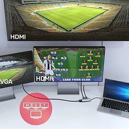 UNITEK Hub USB-C 1xUSB 3.1 Gen1 VGA 2xHdmi PD MST D1051A