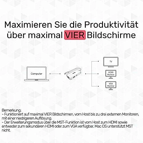 UNITEK Hub USB-C 1xUSB 3.1 Gen1 VGA 2xHdmi PD MST D1051A
