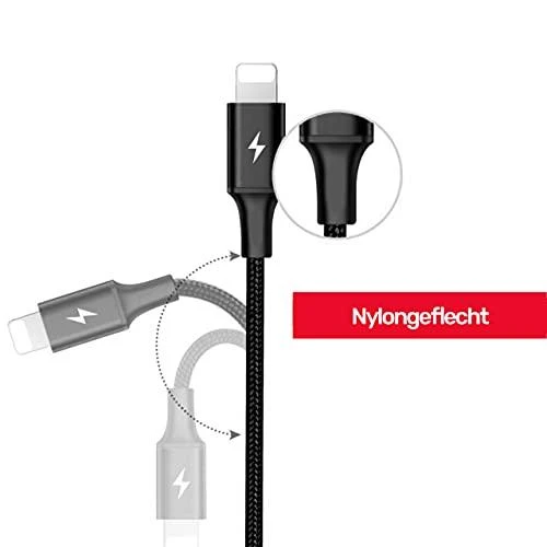 UNITEK kabelis USB 3in1 Juodas microUSB USB-C apšvietimas C14049BK