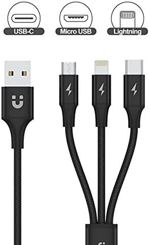 UNITEK kabelis USB 3in1 Juodas microUSB USB-C apšvietimas C14049BK
