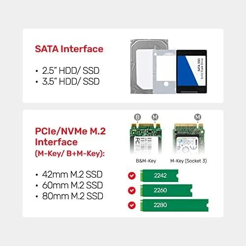 UNITEK ENCLOSURE USB-C į PCIe/NVMe M.2 SSD + SATA III adapteris su neprisijungus klonu